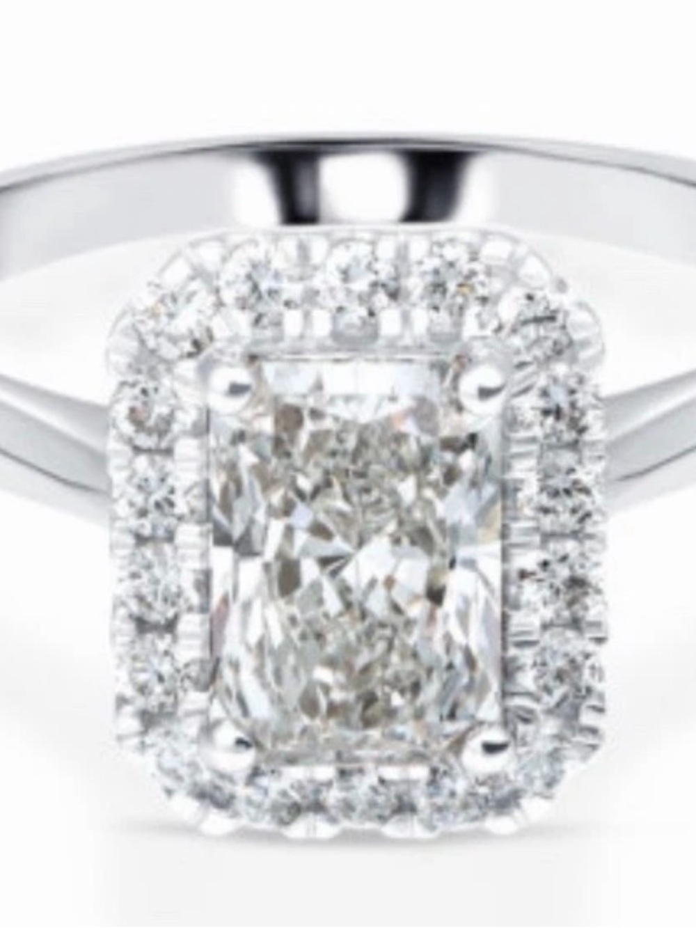 7 Silver Princess Cut Cubic Zirconia Ring w/ Halo Setting